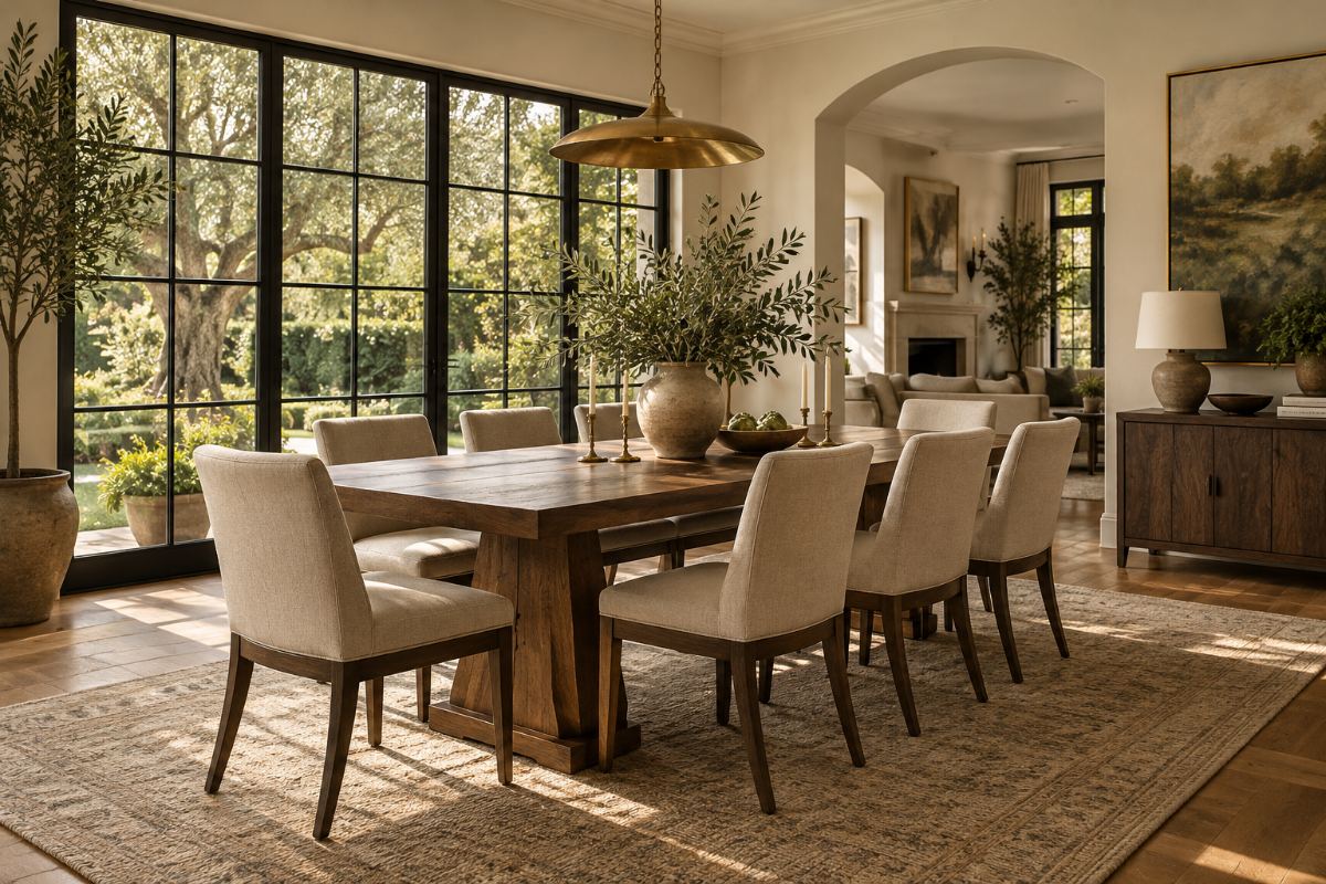 Warm dining room design concept